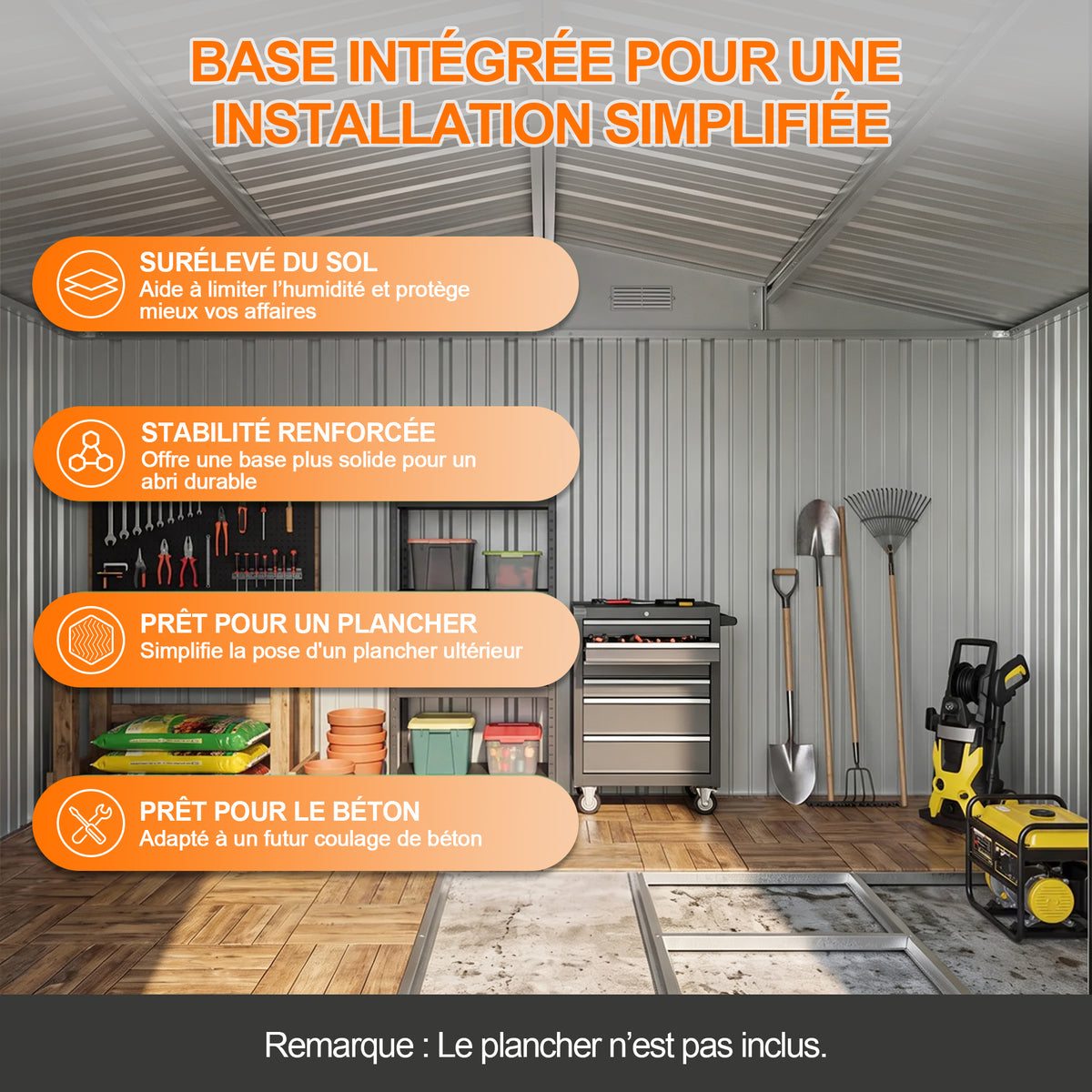 Patioslife Abri de Jardin Métal en Acier Galvanisé à Toit Double Pente – Abri de Rangement Extérieur Résistant aux Intempéries pour Outils de Jardin