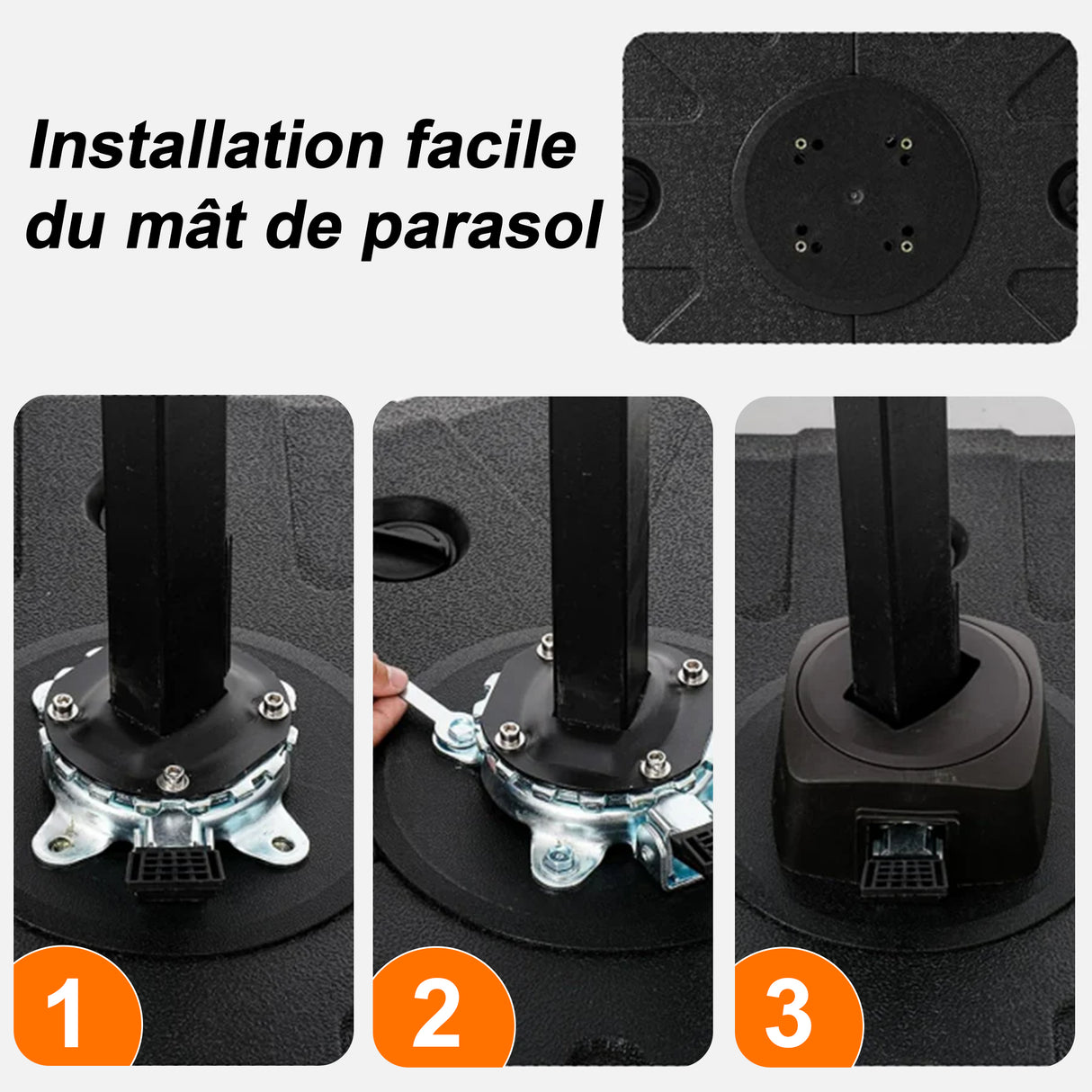 Socle de parasol déporté Patioslife™ avec roues (115–200 kg) pour parasol série Aegis — Support roulant extérieur robuste avec poids en HDPE rechargeables et roues, pour une stabilité optimale sur terrasse, jardin et bord de piscine