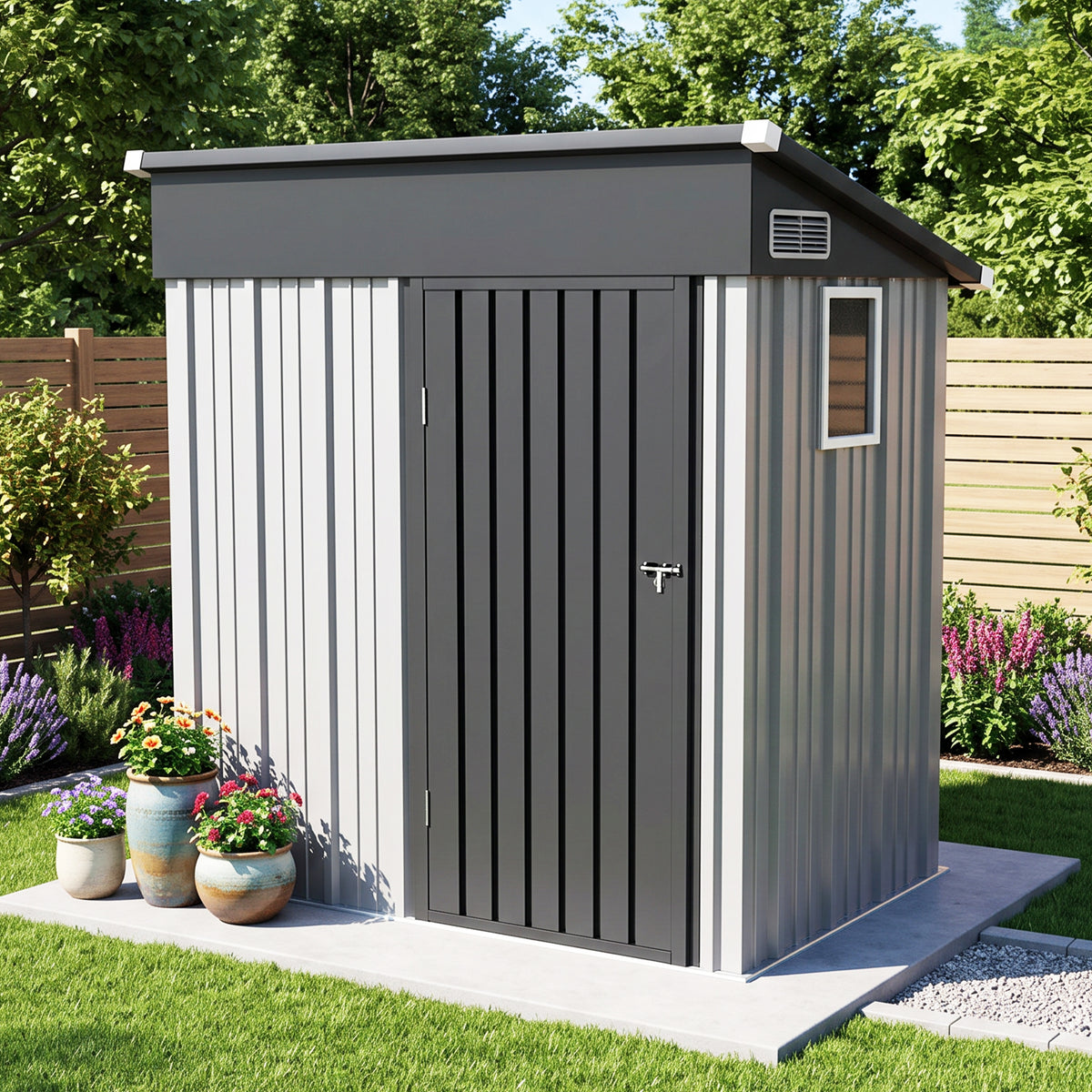 Patioslife YardVault Pro Abri de Jardin Métal Renforcé en Acier Galvanisé avec Fenêtre et Porte Verrouillable, Remise à Outils Extérieure Anti-Rouille