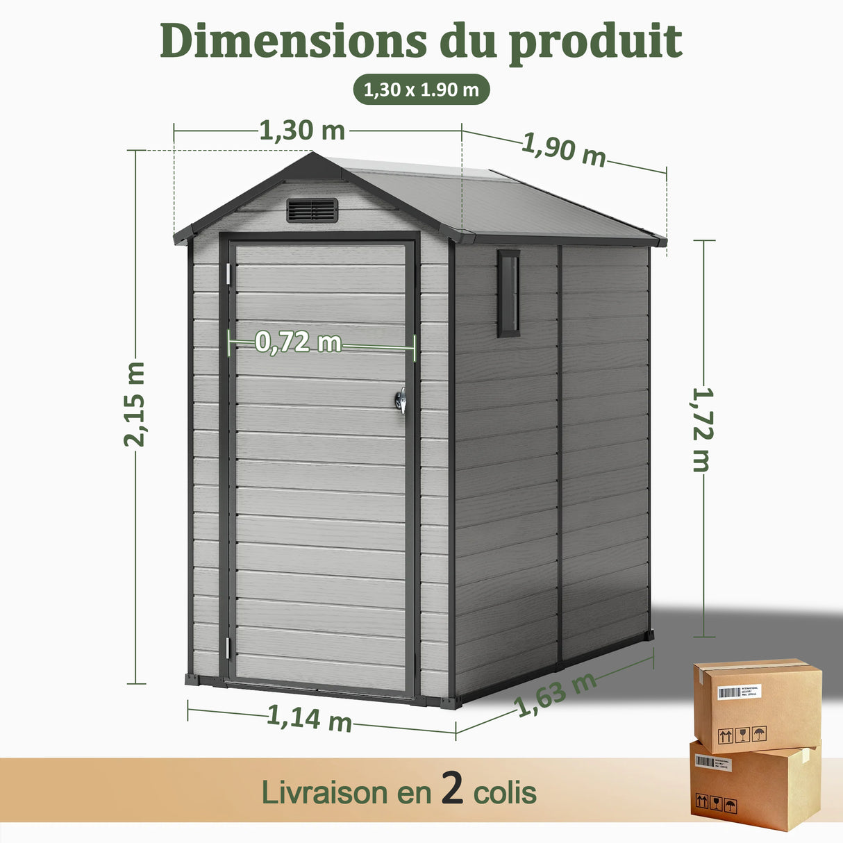 Abri de Jardin en Résine Patioslife YardVault avec Plancher - Cabanon de Rangement Étanche & Anti-UV - Structure Renforcée pour Outils et Vélos