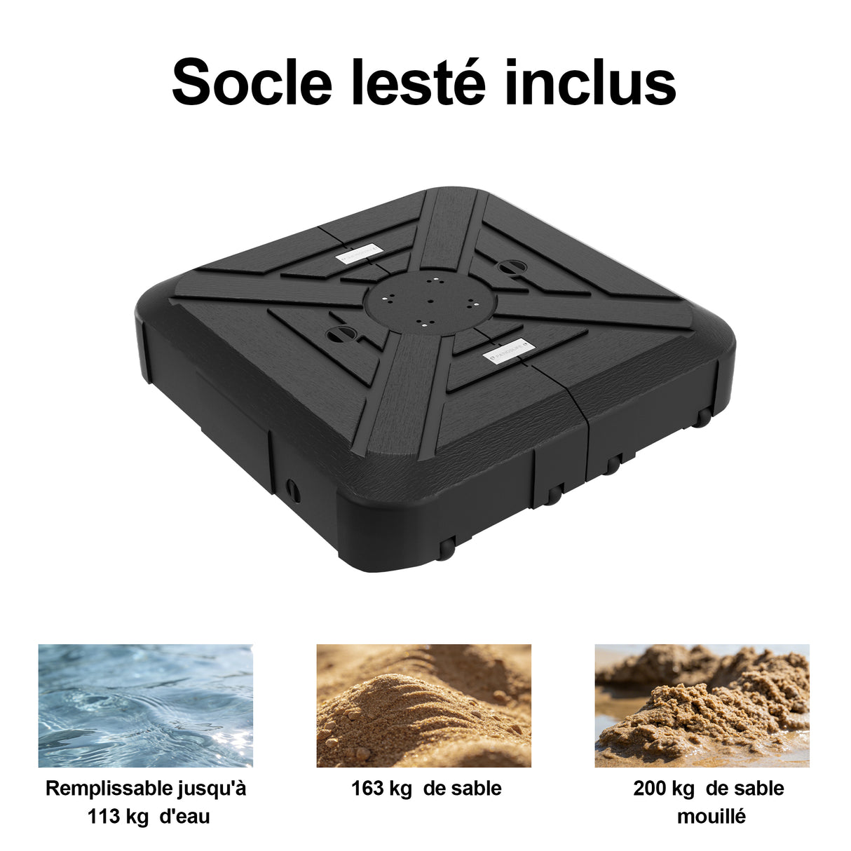 Patioslife Aegis Pro – Parasol déporté avec base croisée en métal et structure renforcée en aluminium thermolaqué