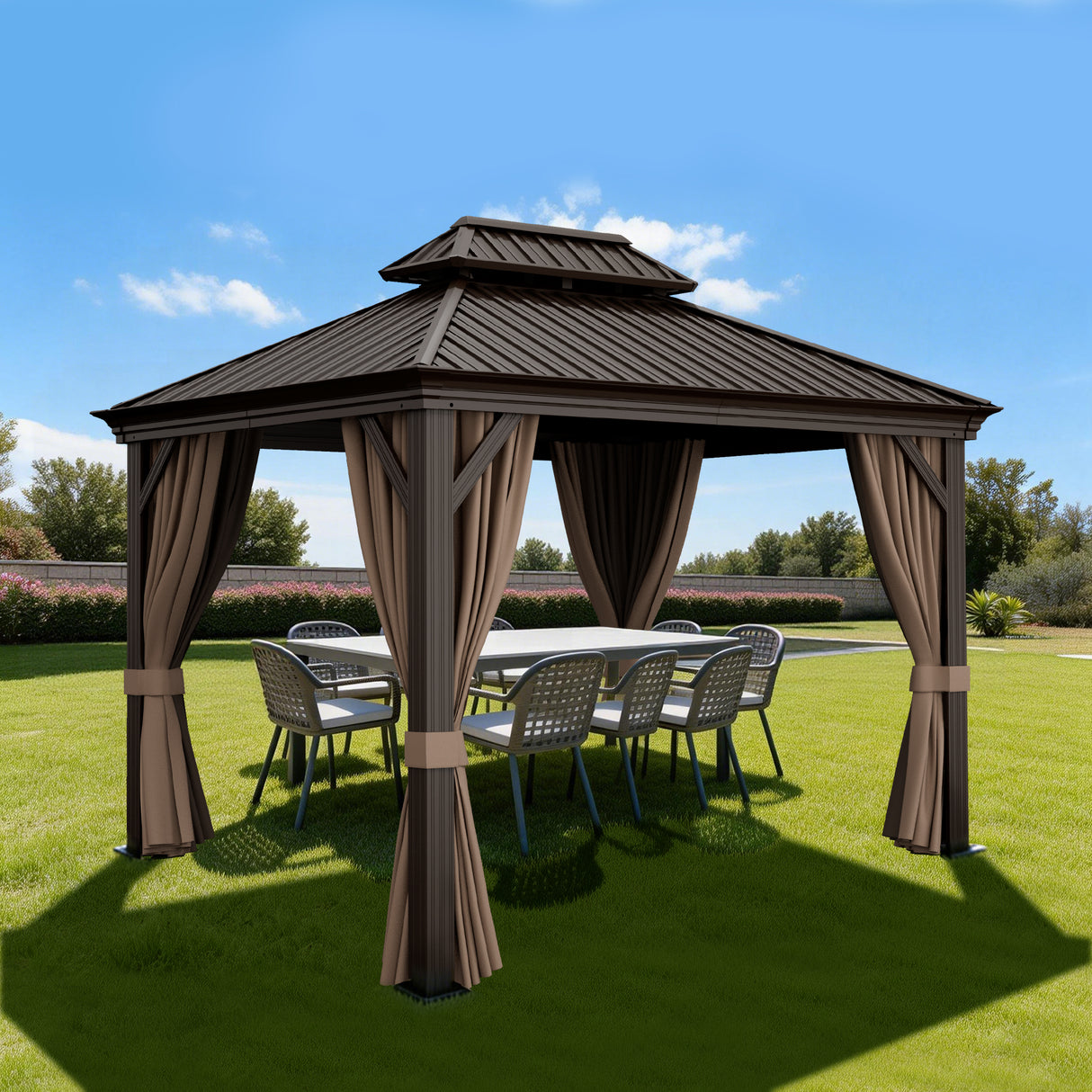 Patioslife Haven | Tonnelle / Pergola / Pavillon – Votre Salle à Manger Extérieure : Toit Doublement Ventilé Spécial BBQ, Structure Robuste Sans Entretien, Terrasse & Patio,Gris