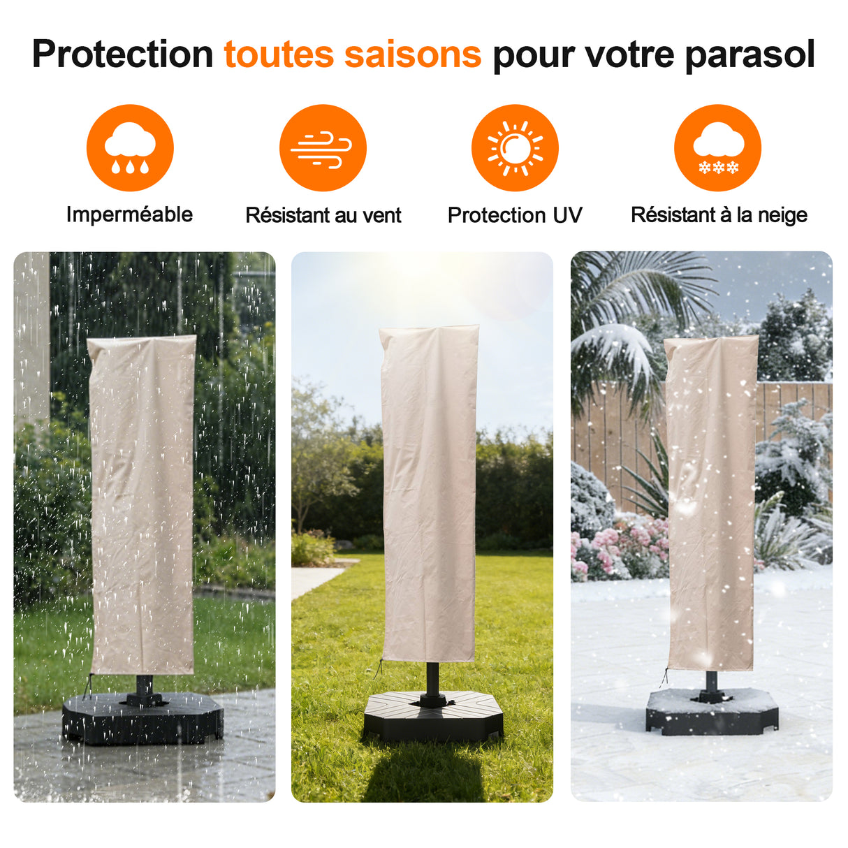 Patioslife Aegis – Housse pour Parasol Déporté de 2,7–4 m – Oxford 600D, Imperméable & Anti-UV