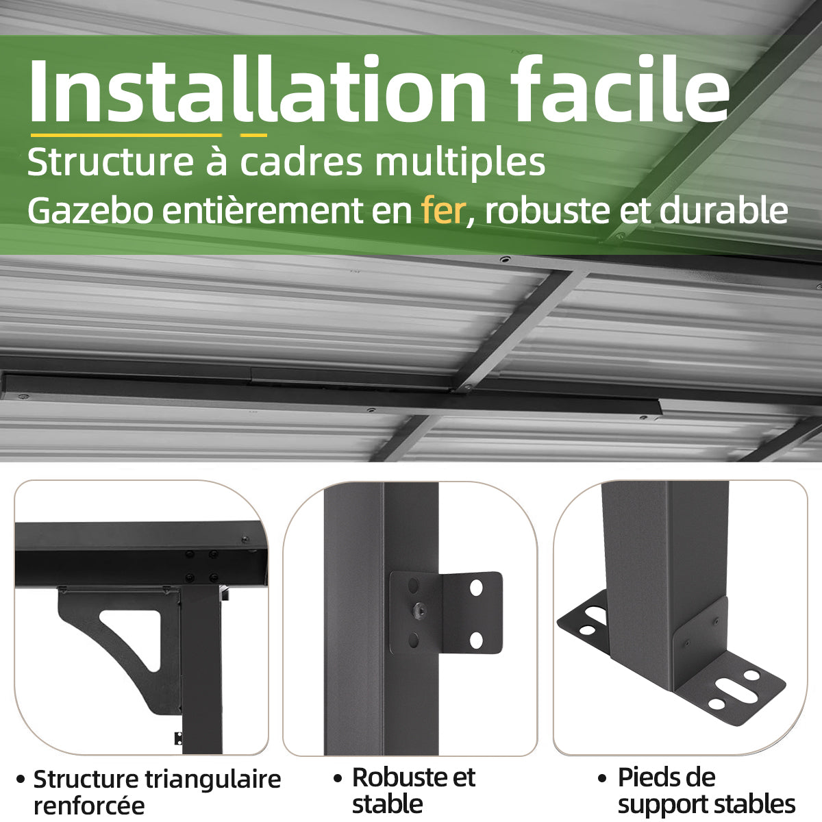 Patioslife Haven – Pergola Adossée Murale en Aluminium avec Toit Rigide, Résistante et Durable pour Jardin et Terrasse