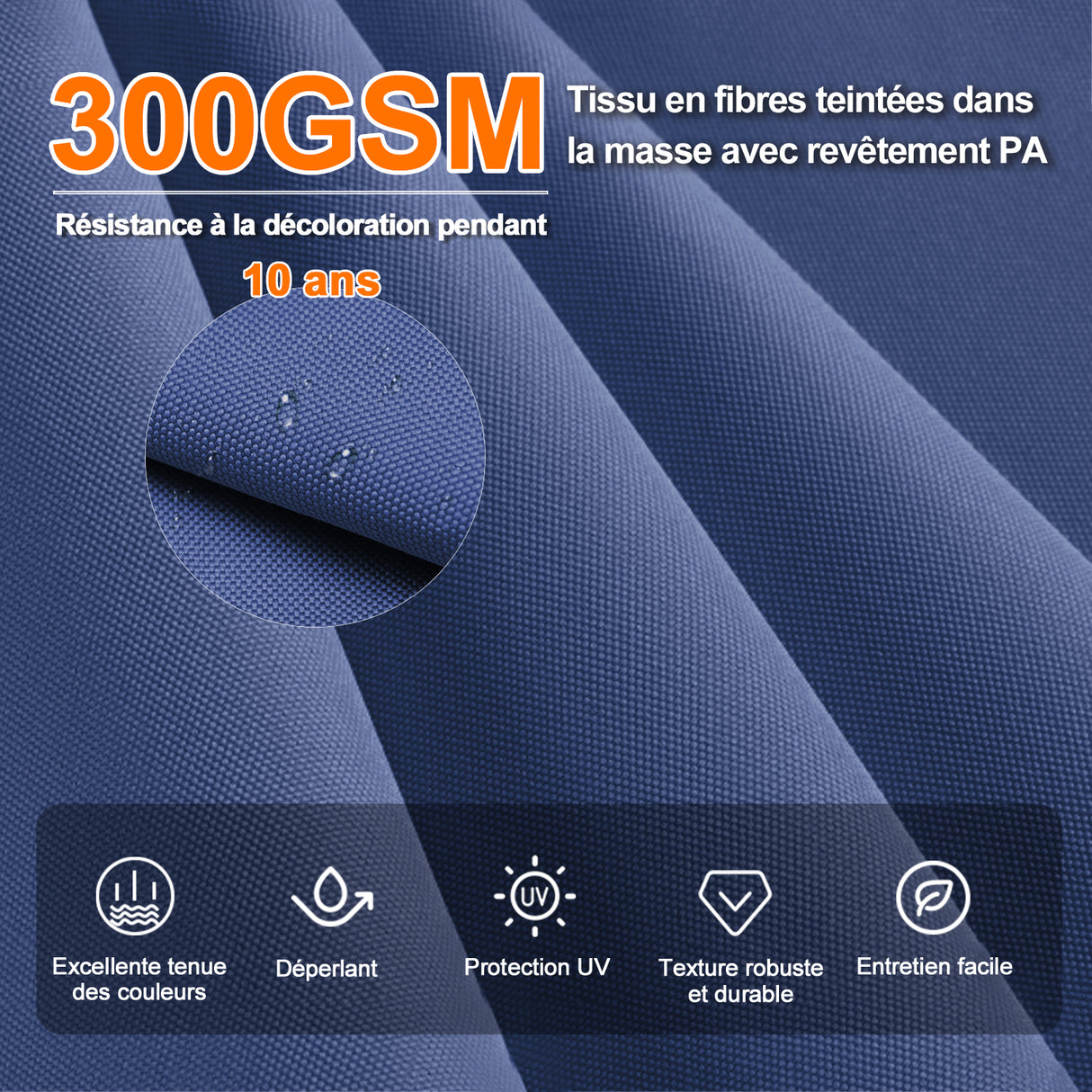 Patioslife Aegis – Parasol déporté Premium avec éclairage LED intégré, base croisée en métal et baleines en fibre de verre