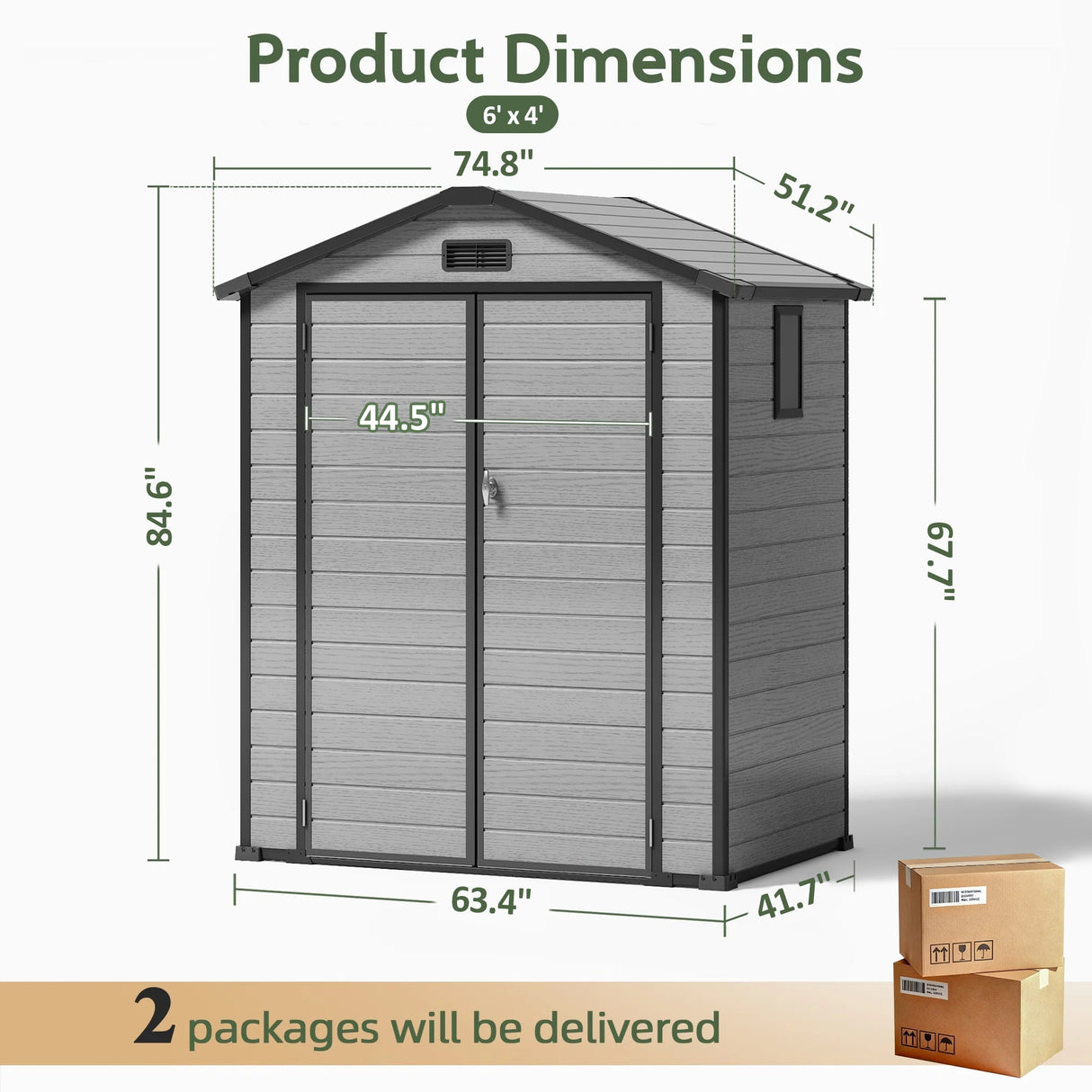 Abri de Jardin en Résine Patioslife YardVault avec Plancher - Cabanon de Rangement Étanche & Anti-UV - Structure Renforcée pour Outils et Vélos