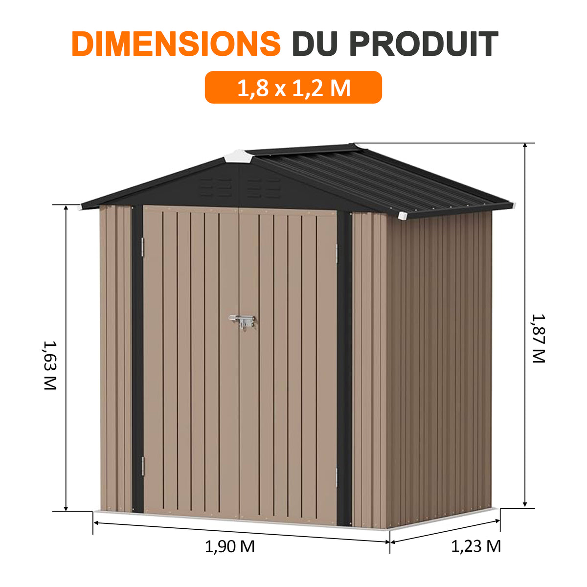 Patioslife Abri de Jardin Métal en Acier Galvanisé à Toit Double Pente – Abri de Rangement Extérieur Résistant aux Intempéries pour Outils de Jardin