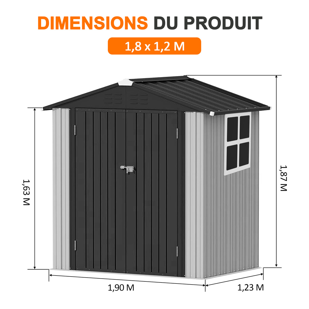 Patioslife YardVault Pro Abri de Jardin Métal Renforcé en Acier Galvanisé avec Fenêtre et Porte Verrouillable, Remise à Outils Extérieure Anti-Rouille