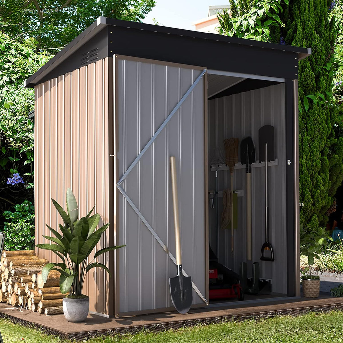 Patioslife Abri de Jardin Métal en Acier Galvanisé à Toit Double Pente – Abri de Rangement Extérieur Résistant aux Intempéries pour Outils de Jardin