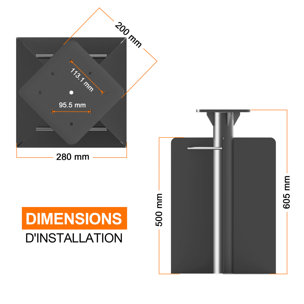 Base à enterrer Patioslife Aegis pour parasol déporté – acier renforcé, profondeur 61 cm, double traitement anticorrosion, stabilité maximale et fixation sécurisée dans le béton