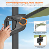 Patioslife Aegis Pro – Parasol déporté avec base croisée en métal et structure renforcée en aluminium thermolaqué
