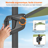 Parasol déporté Patioslife Aegis Pro avec éclairage LED et housse de protection, baleines et mât en aluminium à revêtement thermolaqué — Idéal pour jardins et terrasses