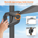 Parasol déporté Patioslife Aegis Pro avec éclairage LED et housse de protection, baleines et mât en aluminium à revêtement thermolaqué — Idéal pour jardins et terrasses