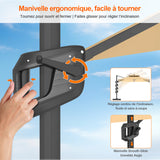 Parasol déporté Patioslife Aegis Pro avec éclairage LED et housse de protection, baleines et mât en aluminium à revêtement thermolaqué — Idéal pour jardins et terrasses