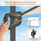 Parasol déporté Patioslife Aegis Pro avec éclairage LED et housse de protection, baleines et mât en aluminium à revêtement thermolaqué — Idéal pour jardins et terrasses