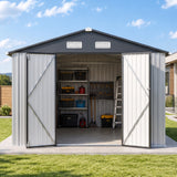 Patioslife YardVault Pro Abri de Jardin Métal Renforcé en Acier Galvanisé avec Fenêtre et Porte Verrouillable, Remise à Outils Extérieure Anti-Rouille