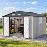 Patioslife YardVault Pro Abri de Jardin Métal Renforcé en Acier Galvanisé avec Fenêtre et Porte Verrouillable, Remise à Outils Extérieure Anti-Rouille