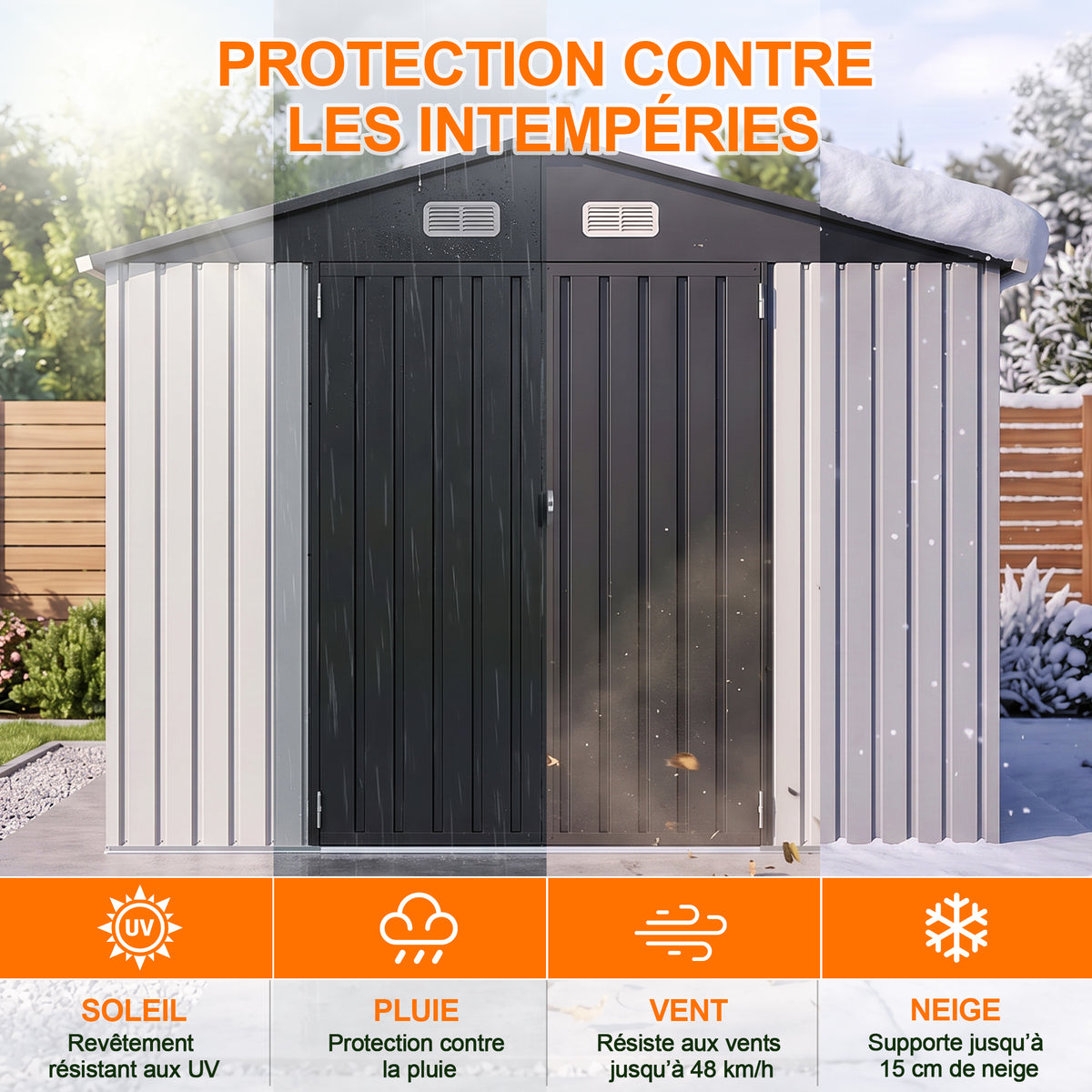Patioslife YardVault Pro Abri de Jardin Métal Renforcé en Acier Galvanisé avec Fenêtre et Porte Verrouillable, Remise à Outils Extérieure Anti-Rouille