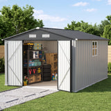 Patioslife YardVault Pro Abri de Jardin Métal Renforcé en Acier Galvanisé avec Fenêtre et Porte Verrouillable, Remise à Outils Extérieure Anti-Rouille