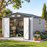 Patioslife YardVault Pro Abri de Jardin Métal Renforcé en Acier Galvanisé avec Fenêtre et Porte Verrouillable, Remise à Outils Extérieure Anti-Rouille
