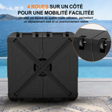 Socle de parasol déporté Patioslife™ avec roues (115–200 kg) pour parasol série Aegis — Support roulant extérieur robuste avec poids en HDPE rechargeables et roues, pour une stabilité optimale sur terrasse, jardin et bord de piscine