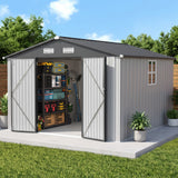 Patioslife YardVault Pro Abri de Jardin Métal Renforcé en Acier Galvanisé avec Fenêtre et Porte Verrouillable, Remise à Outils Extérieure Anti-Rouille