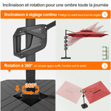 Patioslife Aegis – Parasol déporté Premium avec éclairage LED intégré, base croisée en métal et baleines en fibre de verre