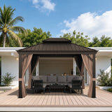Patioslife Haven | Tonnelle à Toit Rigide, Pergola & Pavillon – Poteaux Robustes 12x12 cm, Système de Drainage Intégré & Double Ventilation, Extérieur & Jardin