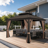 Patioslife Haven | Tonnelle à Toit Rigide, Pergola & Pavillon – Poteaux Robustes 12x12 cm, Système de Drainage Intégré & Double Ventilation, Extérieur & Jardin