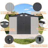 Patioslife YardVault Pro Abri de Jardin Métal Renforcé en Acier Galvanisé avec Fenêtre et Porte Verrouillable, Remise à Outils Extérieure Anti-Rouille