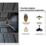 Patioslife Haven | Gazebo à toit rigide avec gouttières de drainage, structure en aluminium, toit doublement aéré et rideaux, pergola pour terrasse ou jardin.