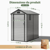 Abri de Jardin en Résine Patioslife YardVault avec Plancher - Cabanon de Rangement Étanche & Anti-UV - Structure Renforcée pour Outils et Vélos