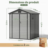 Abri de Jardin en Résine Patioslife YardVault avec Plancher - Cabanon de Rangement Étanche & Anti-UV - Structure Renforcée pour Outils et Vélos