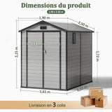 Abri de Jardin en Résine Patioslife YardVault avec Plancher - Cabanon de Rangement Étanche & Anti-UV - Structure Renforcée pour Outils et Vélos