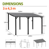 Patioslife Haven – Pergola Adossée Murale en Aluminium avec Toit Rigide, Résistante et Durable pour Jardin et Terrasse