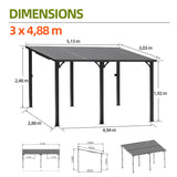 Patioslife Haven – Pergola Adossée Murale en Aluminium avec Toit Rigide, Résistante et Durable pour Jardin et Terrasse