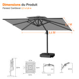 Patioslife Aegis Pro – Parasol déporté avec base croisée en métal et structure renforcée en aluminium thermolaqué