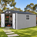 Patioslife YardVault Pro Abri de Jardin Métal Renforcé en Acier Galvanisé avec Fenêtre et Porte Verrouillable, Remise à Outils Extérieure Anti-Rouille