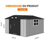 Patioslife YardVault Pro Abri de Jardin Métal Renforcé en Acier Galvanisé avec Fenêtre et Porte Verrouillable, Remise à Outils Extérieure Anti-Rouille