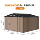 Patioslife Abri de Jardin Métal en Acier Galvanisé à Toit Double Pente – Abri de Rangement Extérieur Résistant aux Intempéries pour Outils de Jardin