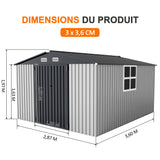 Patioslife YardVault Pro Abri de Jardin Métal Renforcé en Acier Galvanisé avec Fenêtre et Porte Verrouillable, Remise à Outils Extérieure Anti-Rouille