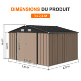 Patioslife Abri de Jardin Métal en Acier Galvanisé à Toit Double Pente – Abri de Rangement Extérieur Résistant aux Intempéries pour Outils de Jardin