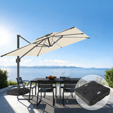 Patioslife Aegis – Parasol déporté Premium avec éclairage LED intégré, base croisée en métal et baleines en fibre de verre