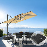 Patioslife Aegis – Parasol déporté Premium avec éclairage LED intégré, base croisée en métal et baleines en fibre de verre