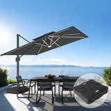 Patioslife Aegis – Parasol déporté Premium avec éclairage LED intégré, base croisée en métal et baleines en fibre de verre