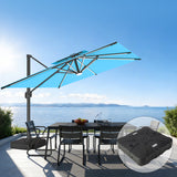 Patioslife Aegis – Parasol déporté Premium avec éclairage LED intégré, base croisée en métal et baleines en fibre de verre