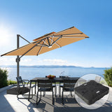 Patioslife Aegis – Parasol déporté Premium avec éclairage LED intégré, base croisée en métal et baleines en fibre de verre