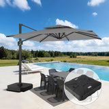 Patioslife Aegis Pro – Parasol déporté avec base croisée en métal et structure renforcée en aluminium thermolaqué