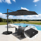 Patioslife Aegis Pro – Parasol déporté avec base croisée en métal et structure renforcée en aluminium thermolaqué