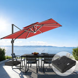 Patioslife Aegis – Parasol déporté Premium avec éclairage LED intégré, base croisée en métal et baleines en fibre de verre